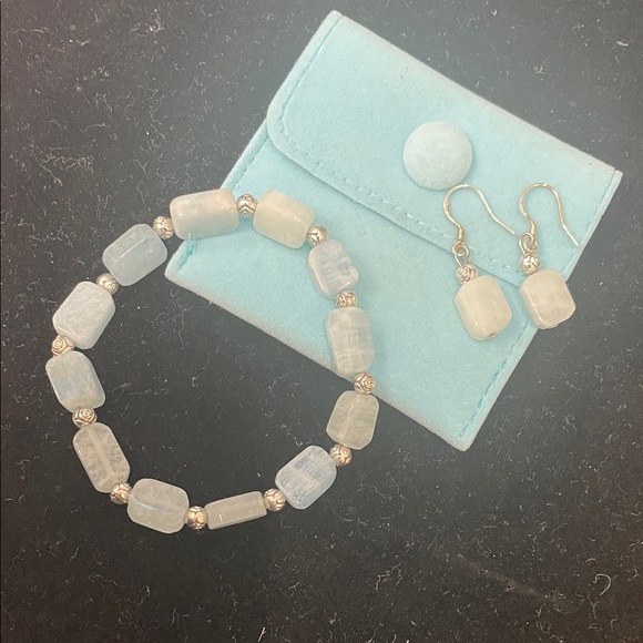 Handmade Jewelry - Chic Silver and Blue Bracelet Set